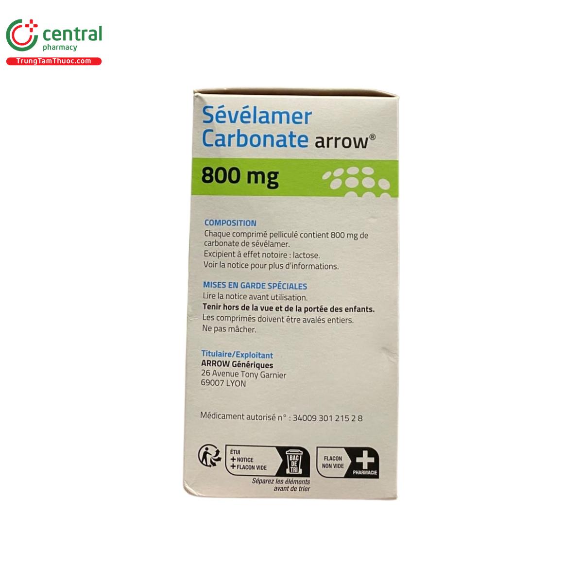 thuoc sevelamer carbonate arrow 800mg 4 S7556