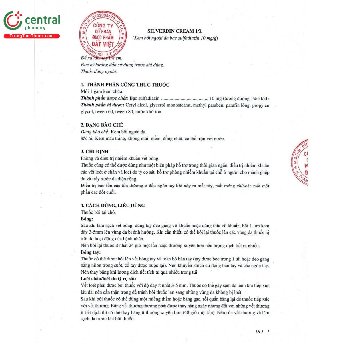thuoc silverdin cream 1 4 L4800 thuoc silverdin cream 1 4 L4800