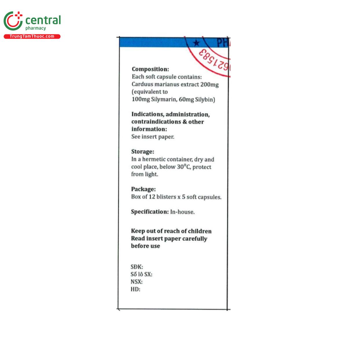 thuoc silymarin 100mg 4 Q6472