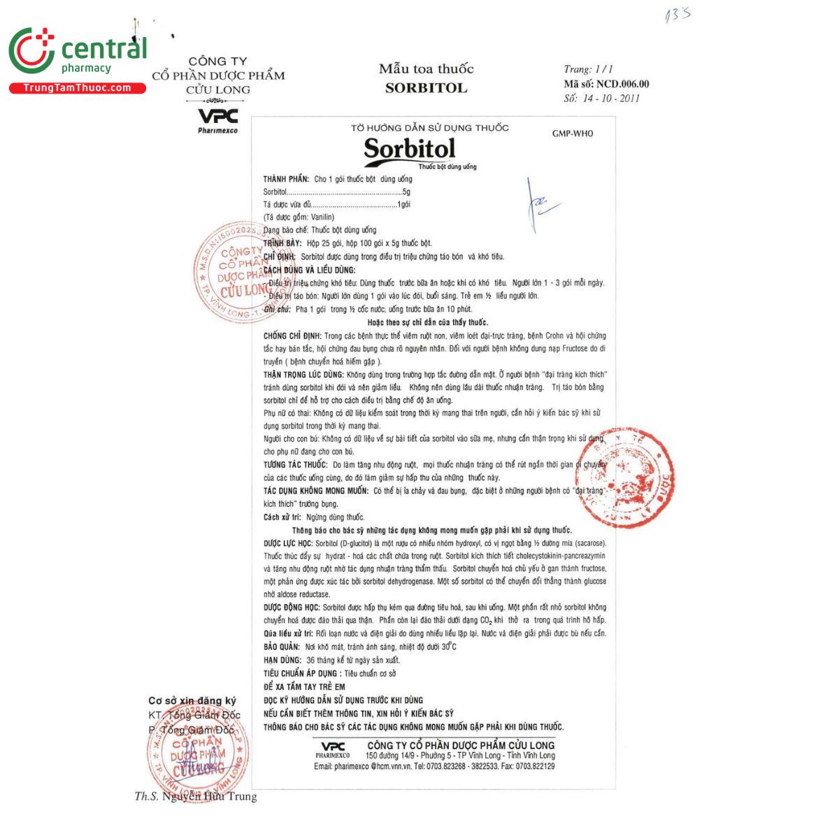 thuoc sorbitol 5g duoc cuu long 3 P6542 thuoc sorbitol 5g duoc cuu long 3 P6542