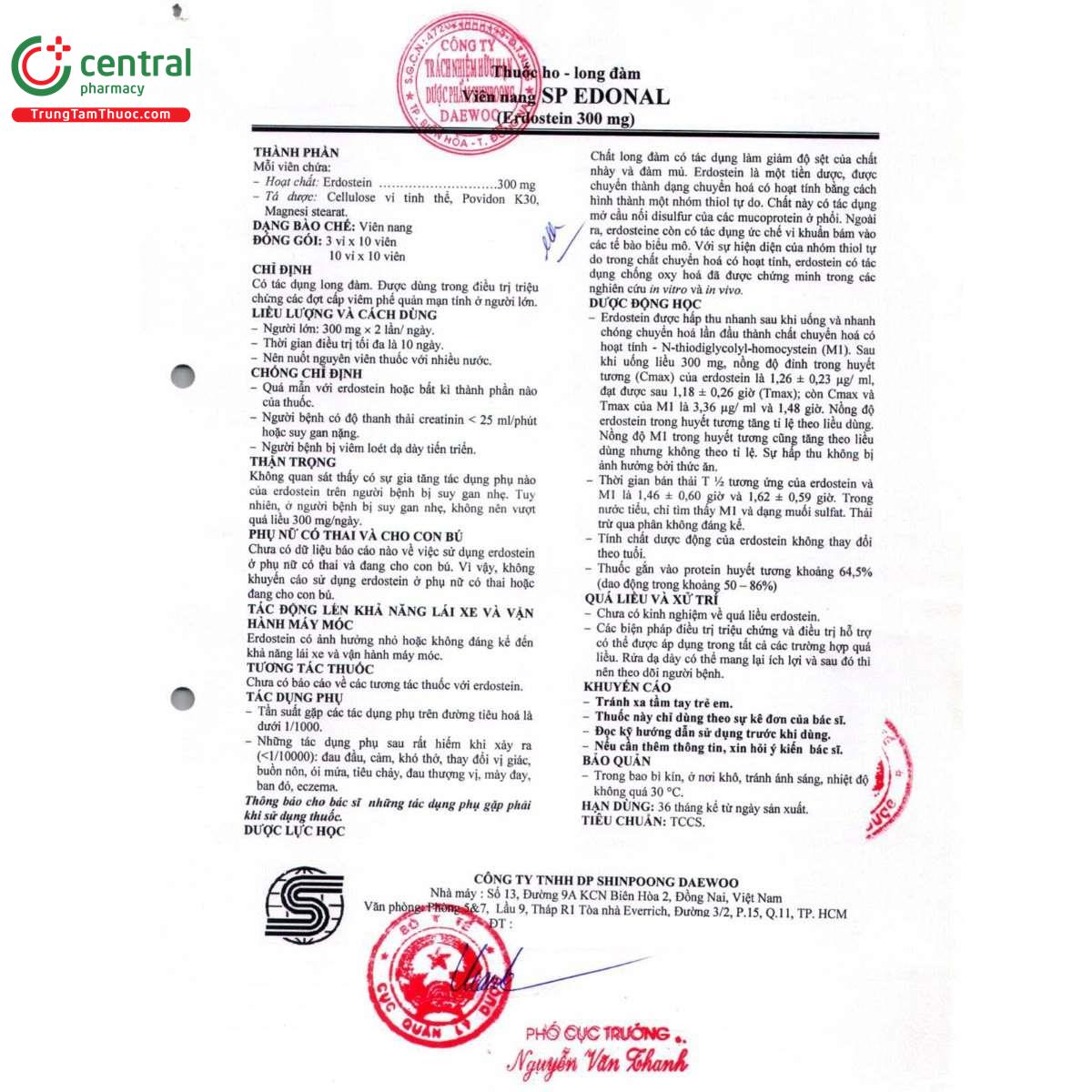 thuoc sp edonal 300mg 6 B0020 thuoc sp edonal 300mg 6 B0020
