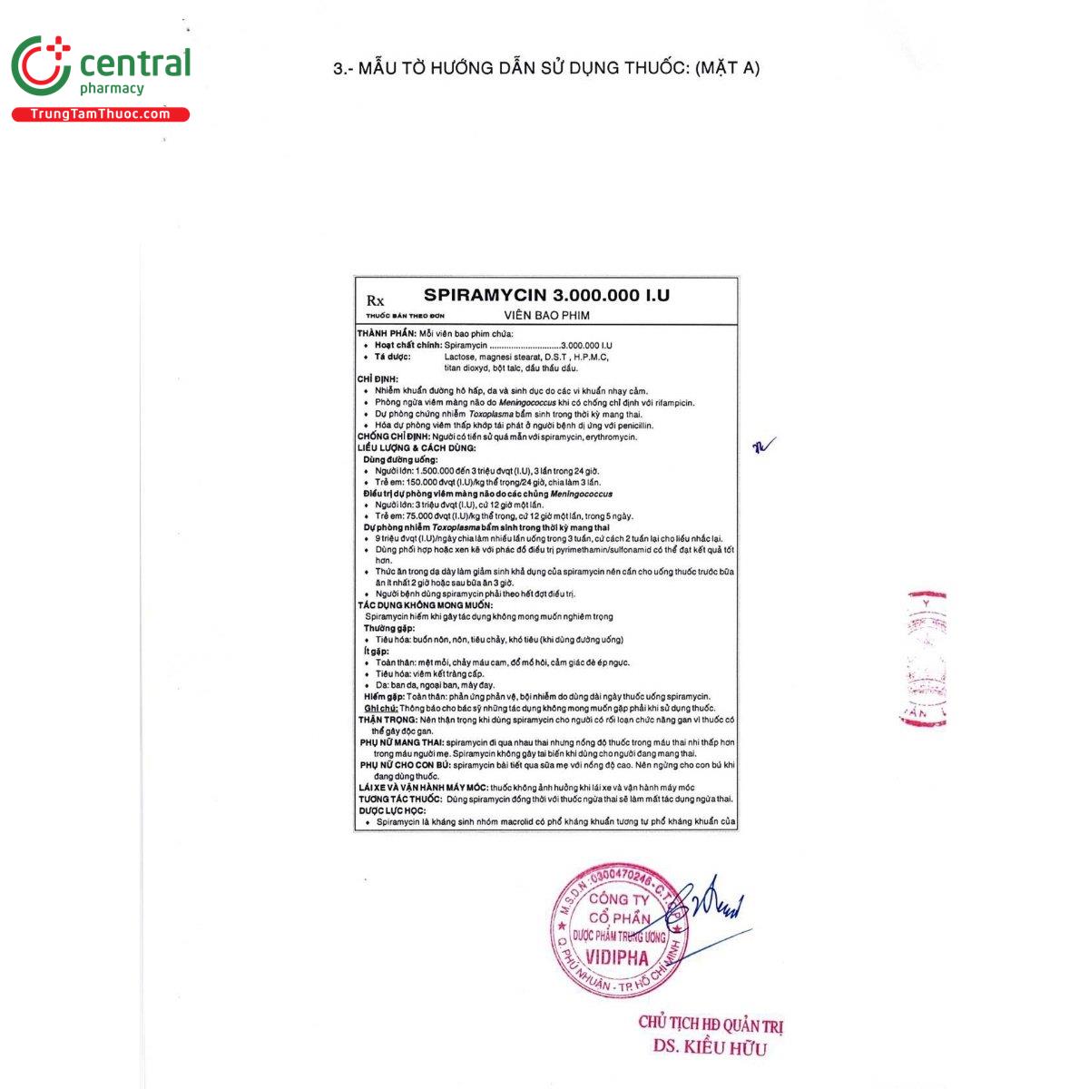 thuoc spiramycin 3000000 iu vidipha 5 I3787 thuoc spiramycin 3000000 iu vidipha 5 I3787
