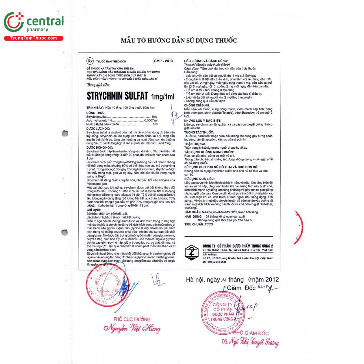 thuoc strychnin sulfat 1mg 1ml 5 Q6110