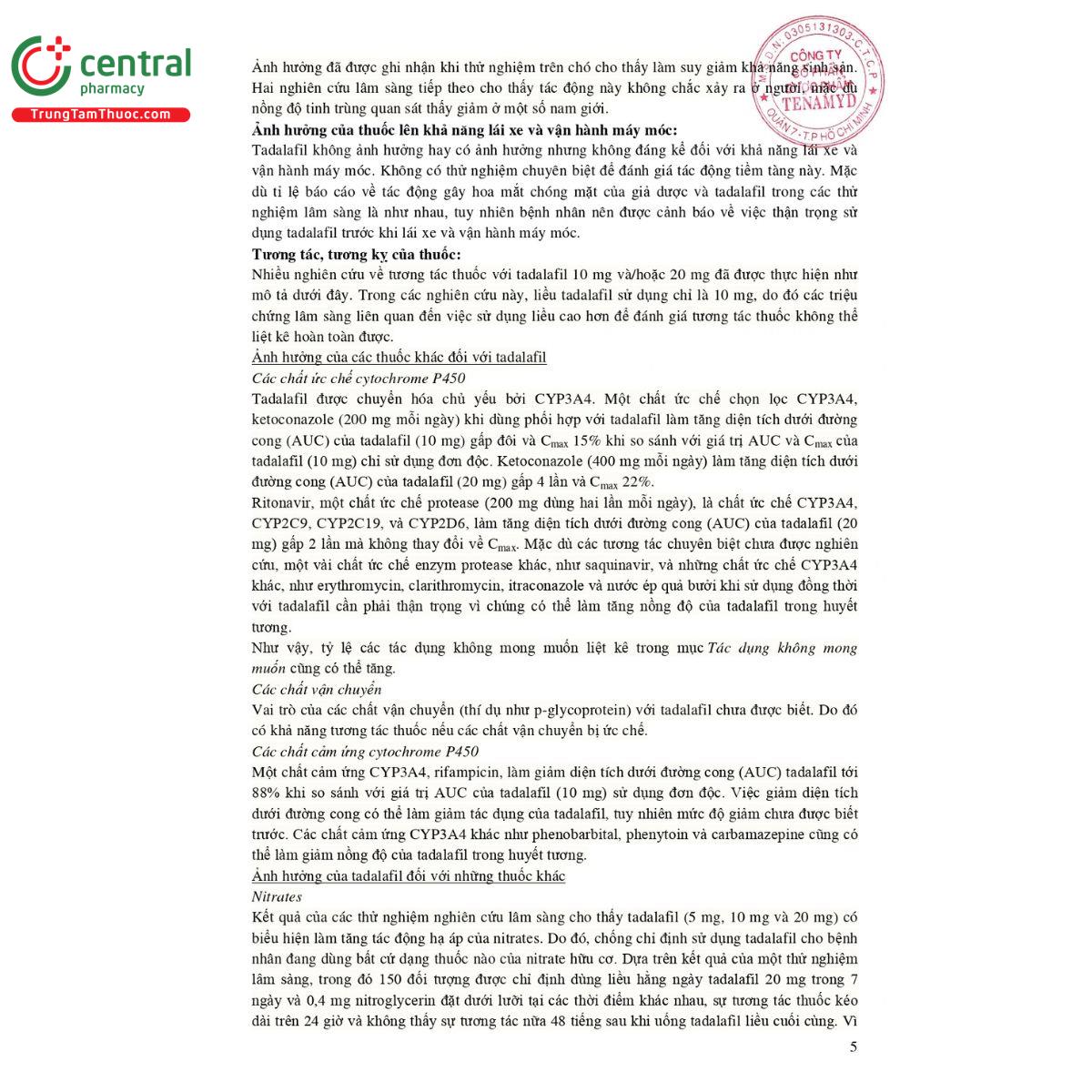 thuoc tadilas film coated tablets 5 O5788