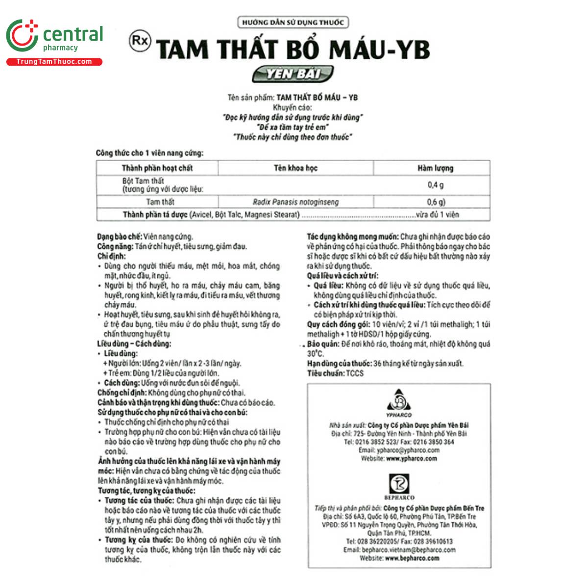 thuoc tam that bo mau yb 5 P6111 thuoc tam that bo mau yb 5 P6111