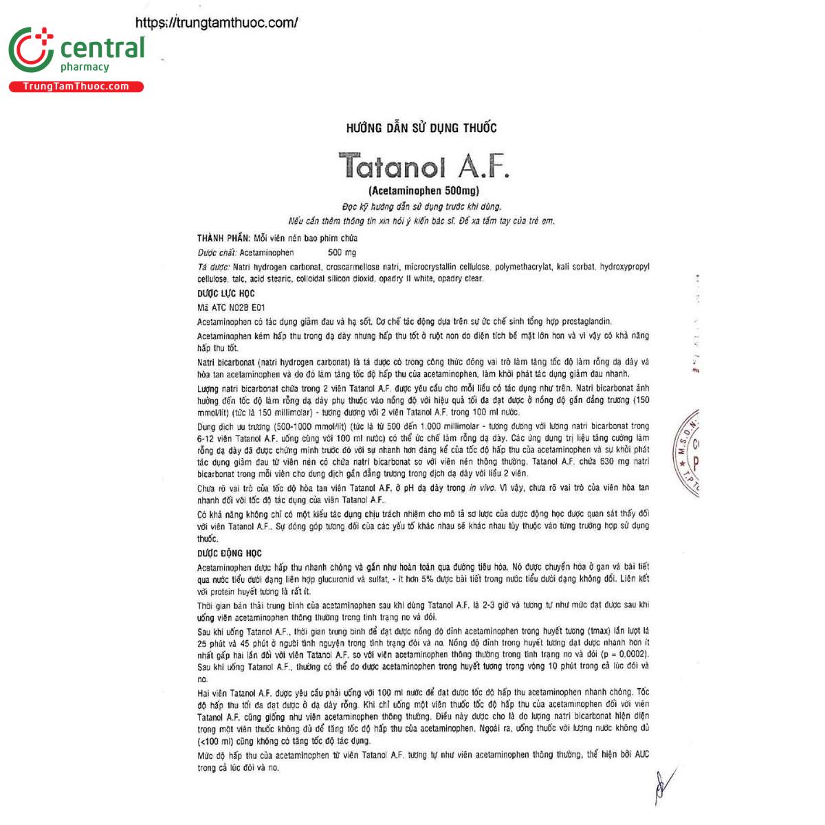 thuoc tatanol af 500mg 4 F2056 thuoc tatanol af 500mg 4 F2056