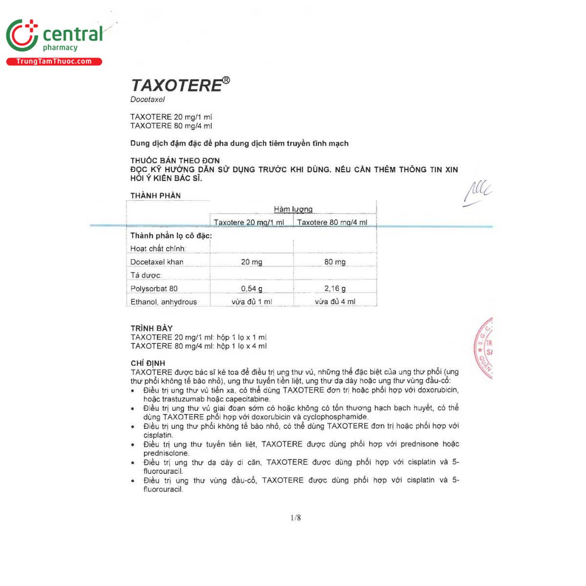 thuoc taxotere 80mg 4ml 7 A0866