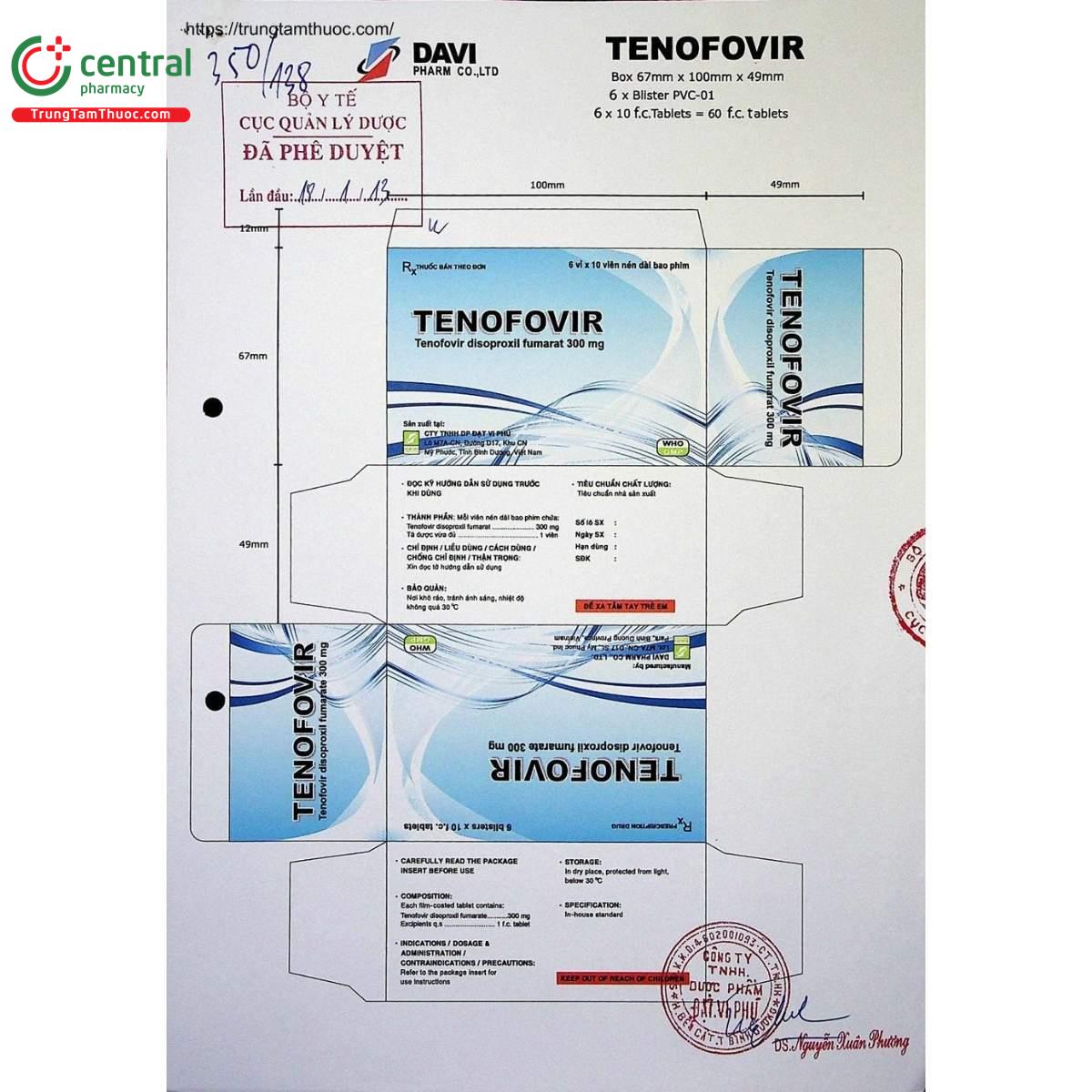 thuoc tenofovir 300mg davipharm 2 B0544 thuoc tenofovir 300mg davipharm 2 B0544