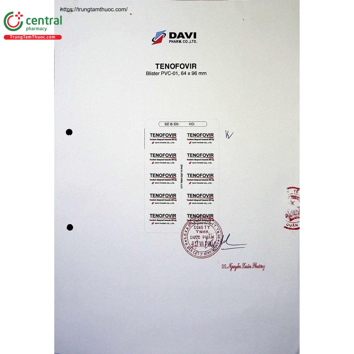 thuoc tenofovir 300mg davipharm 3 Q6817 thuoc tenofovir 300mg davipharm 3 Q6817