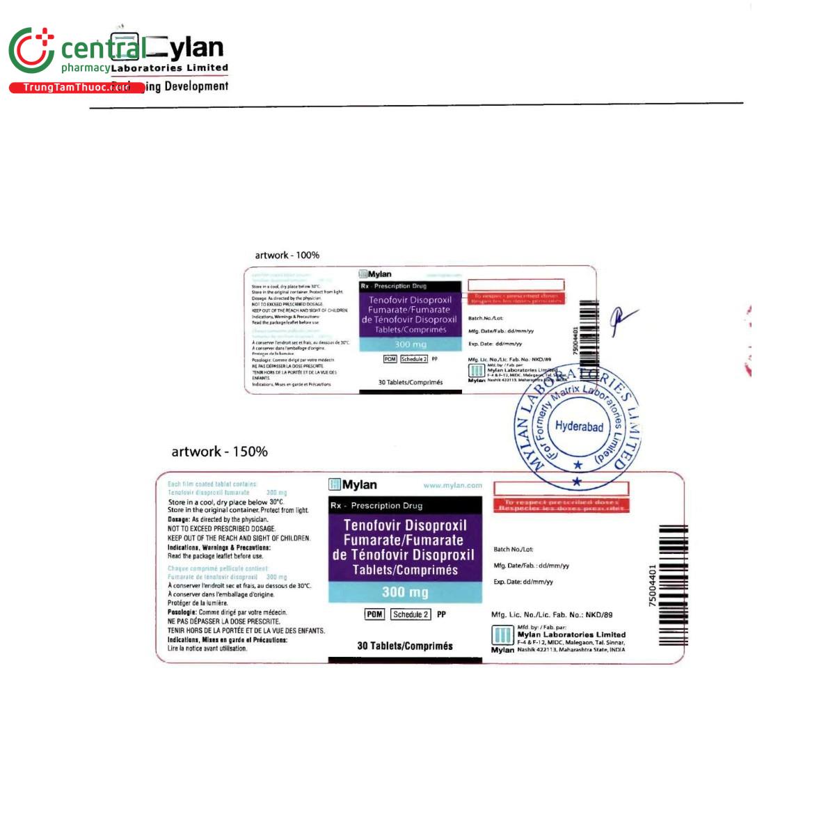 thuoc tenofovir disoproxil fumarate tablets 300mg mylan 10 E1346 thuoc tenofovir disoproxil fumarate tablets 300mg mylan 10 E1346