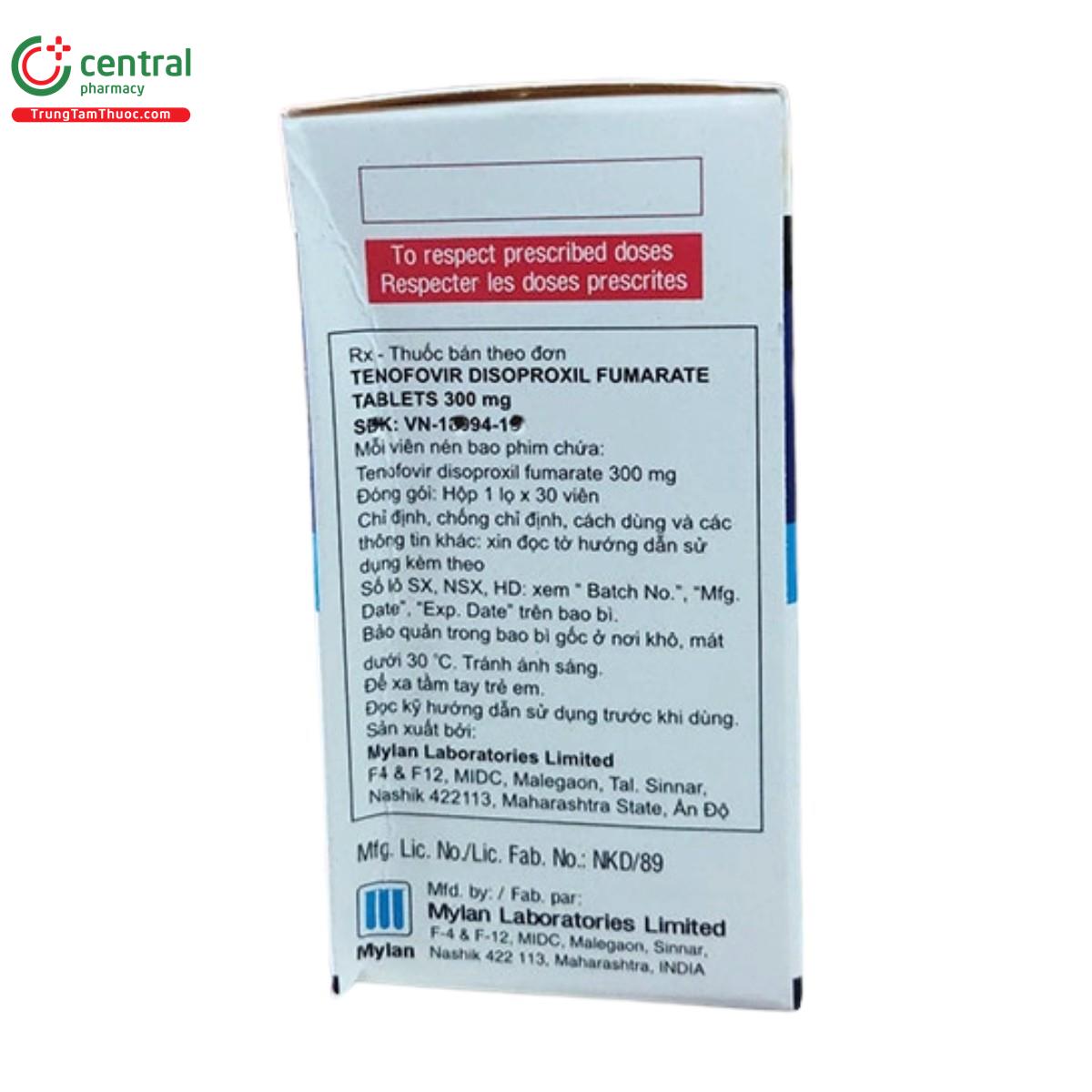 thuoc tenofovir disoproxil fumarate tablets 300mg mylan 4 D1140 thuoc tenofovir disoproxil fumarate tablets 300mg mylan 4 D1140