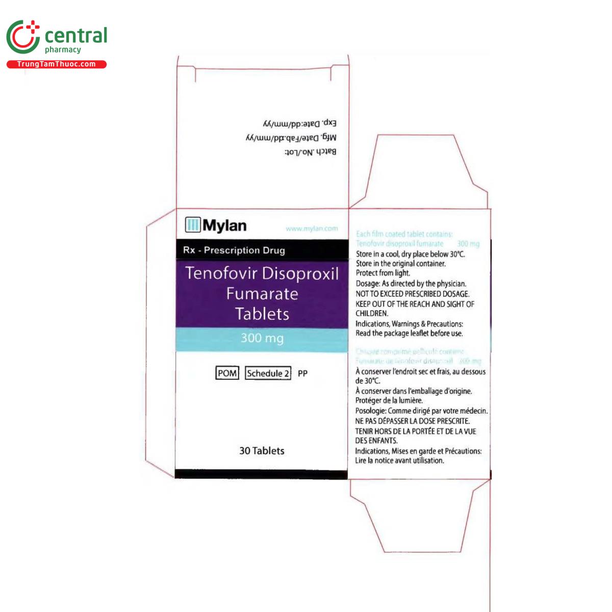 thuoc tenofovir disoproxil fumarate tablets 300mg mylan 8 M5063 thuoc tenofovir disoproxil fumarate tablets 300mg mylan 8 M5063