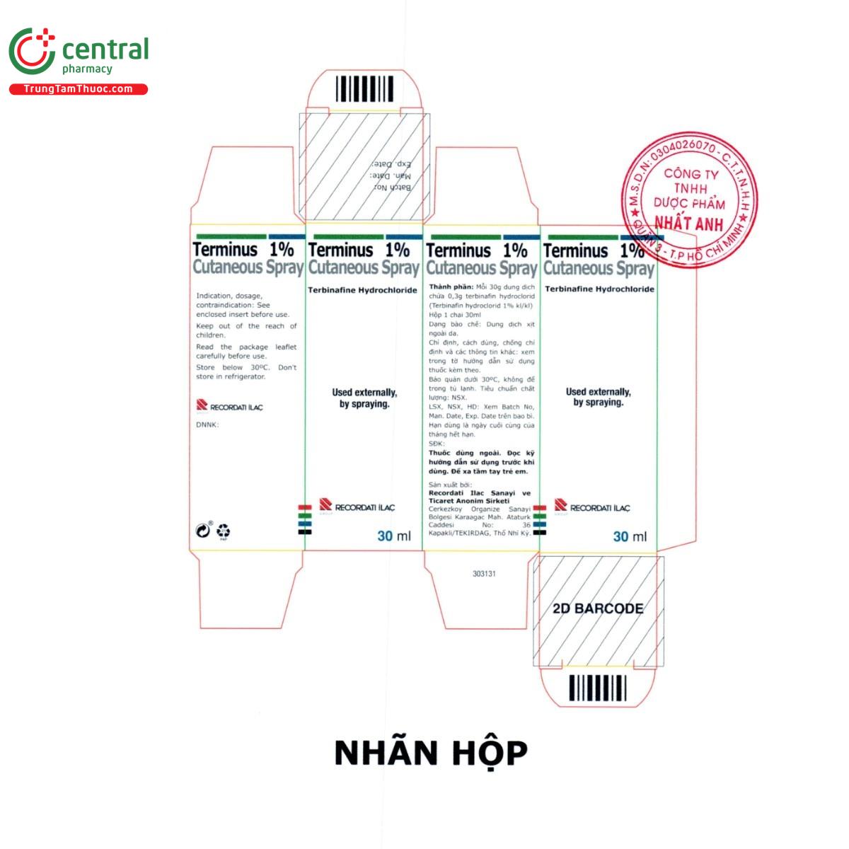 thuoc terminus 1 cutaneous spray 2 L4615