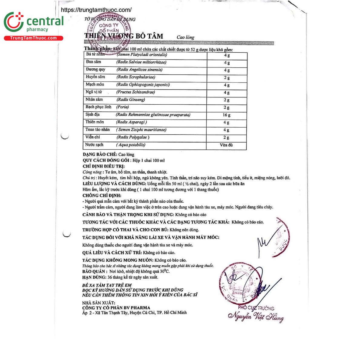 thuoc thien vuong bo tam bv pharma 4 C1307 thuoc thien vuong bo tam bv pharma 4 C1307