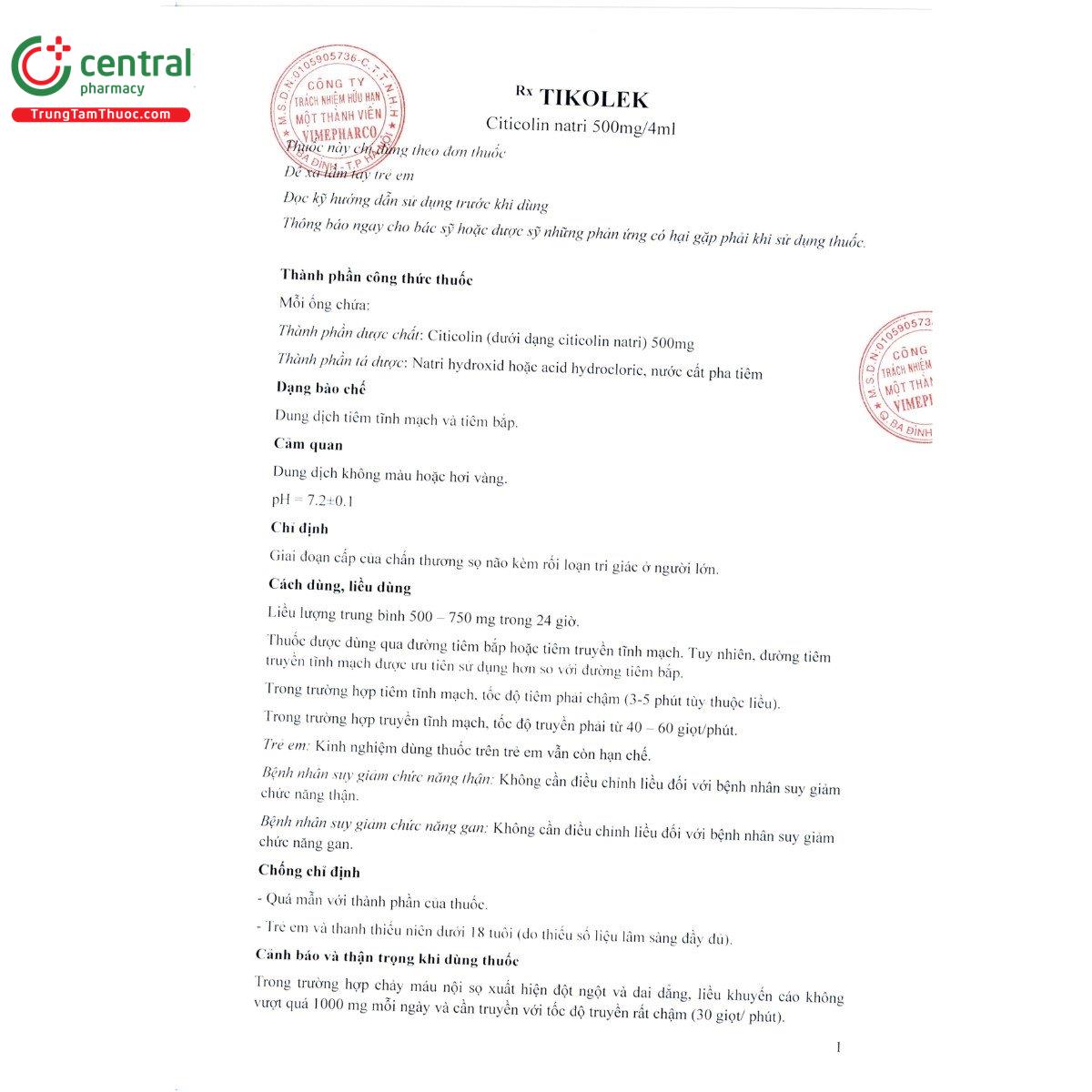 thuoc tikolek 500mg 4ml 4 H2133 thuoc tikolek 500mg 4ml 4 H2133