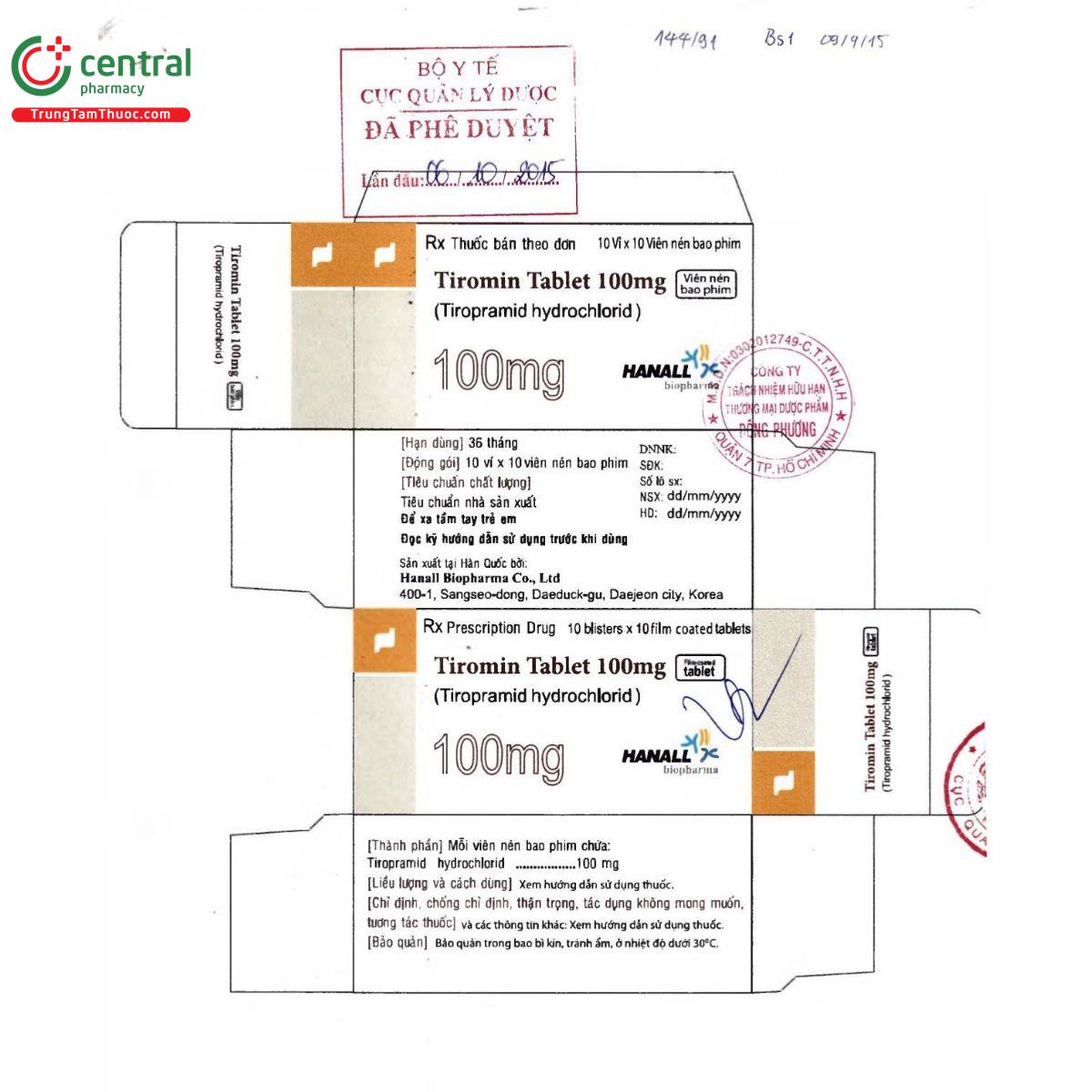 thuoc tiromin tablet 100mg 2 V8282 thuoc tiromin tablet 100mg 2 V8282