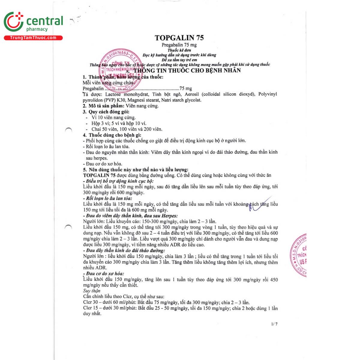 thuoc topgalin 75 4 A0316 thuoc topgalin 75 4 A0316