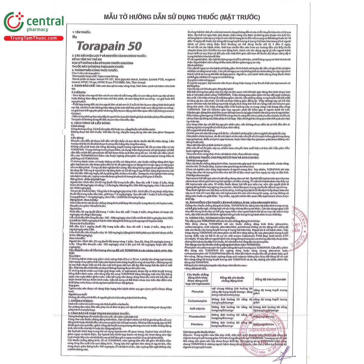 thuoc torapain 50 7 J4010