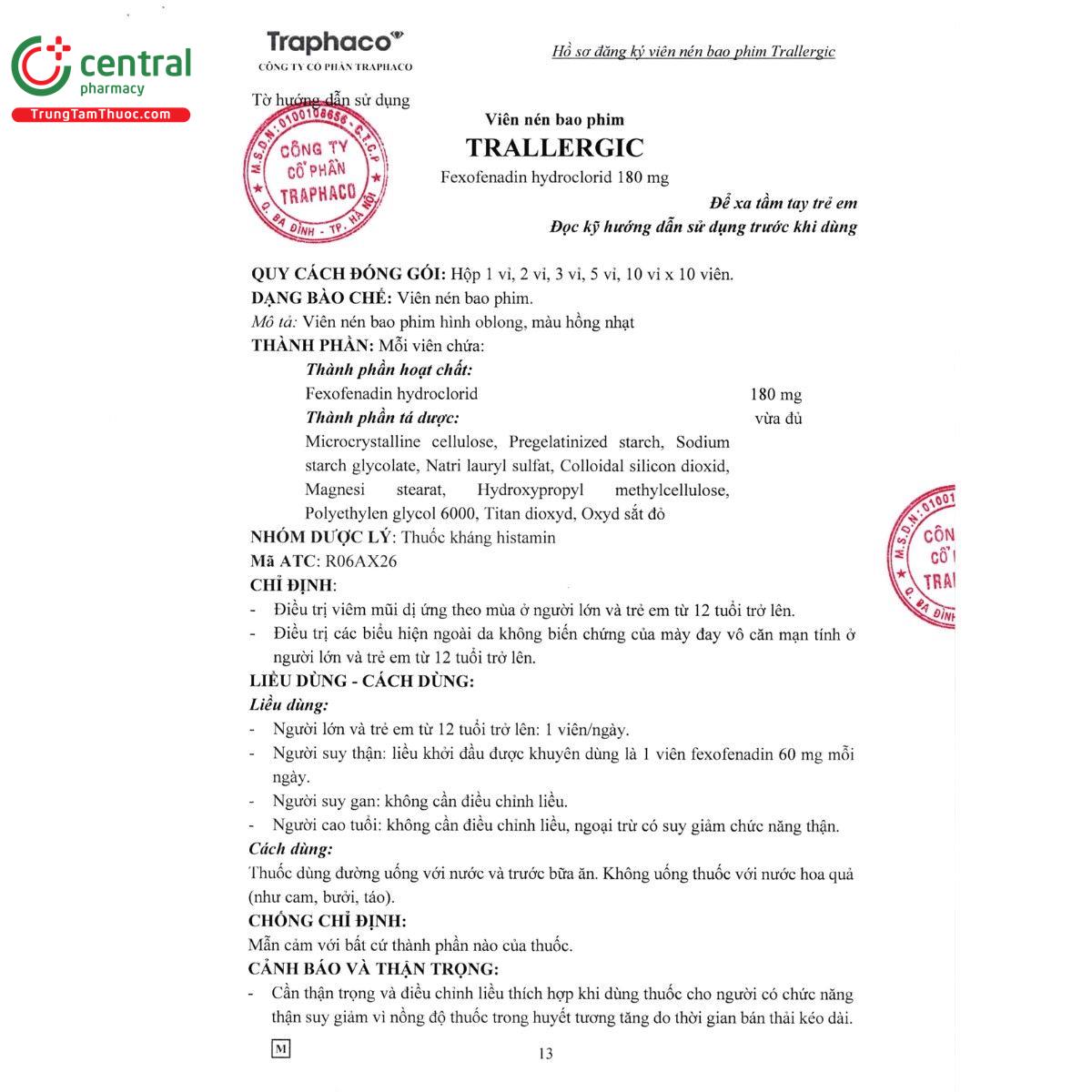 thuoc trallergic 180mg 12 L4286