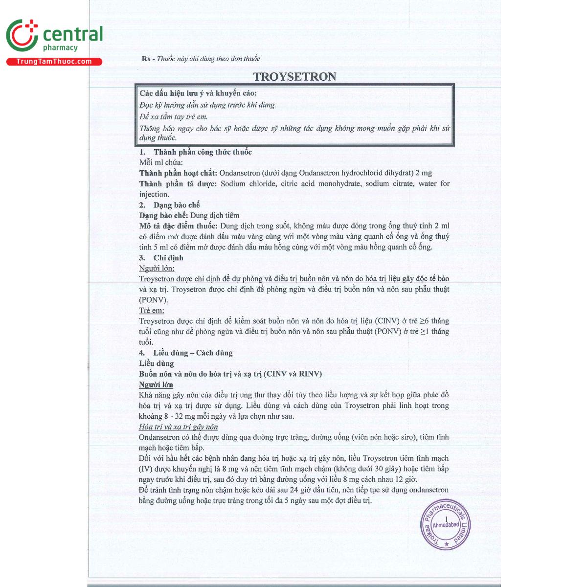 thuoc troysetron 2mgml 3 U8607 thuoc troysetron 2mgml 3 U8607