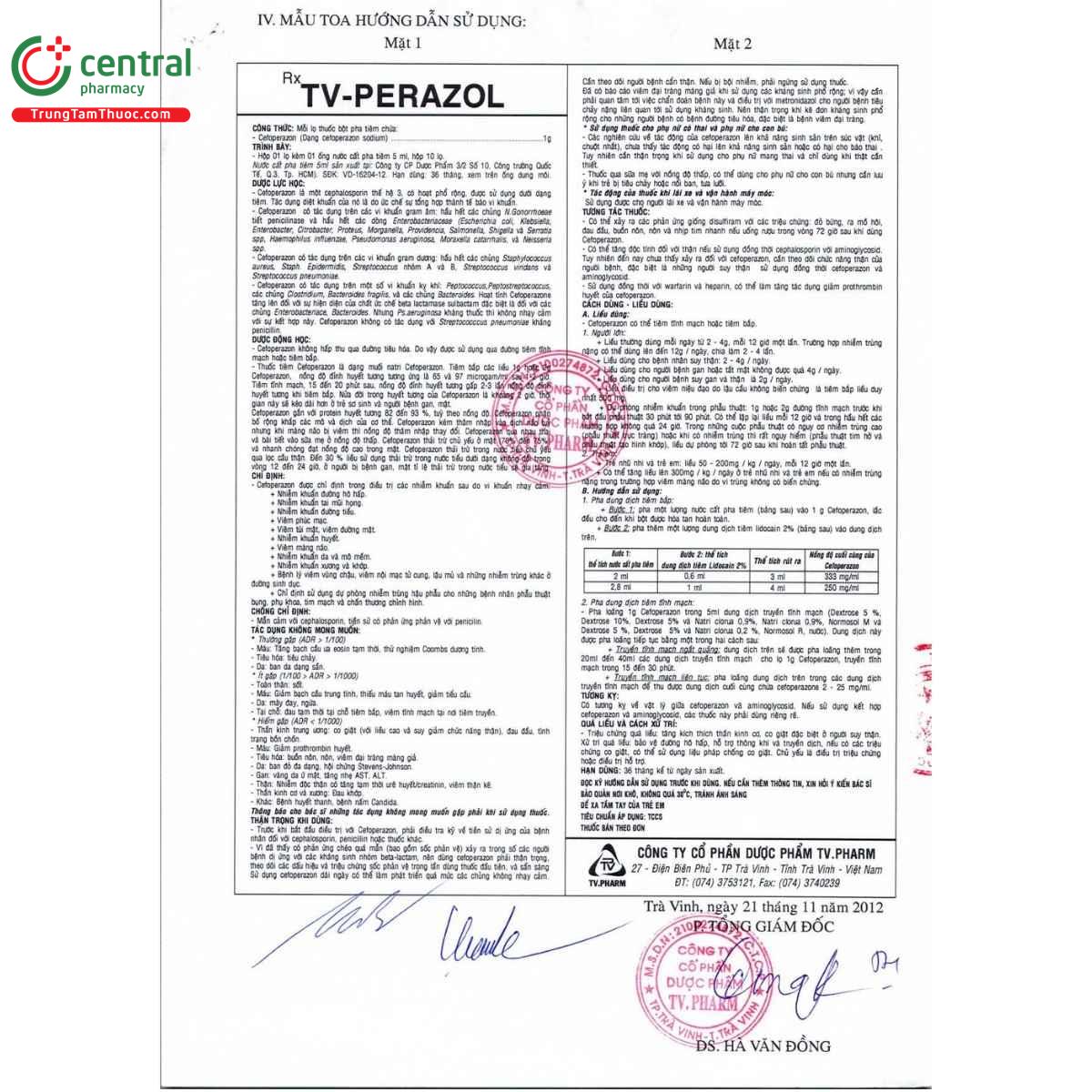 thuoc tv perazol 1g 5 C0045 thuoc tv perazol 1g 5 C0045