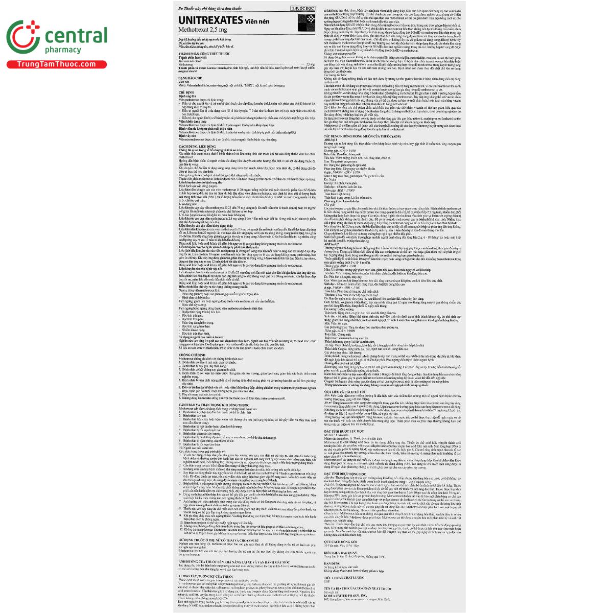 thuoc unitrexates vien nen S7180 thuoc unitrexates vien nen S7180