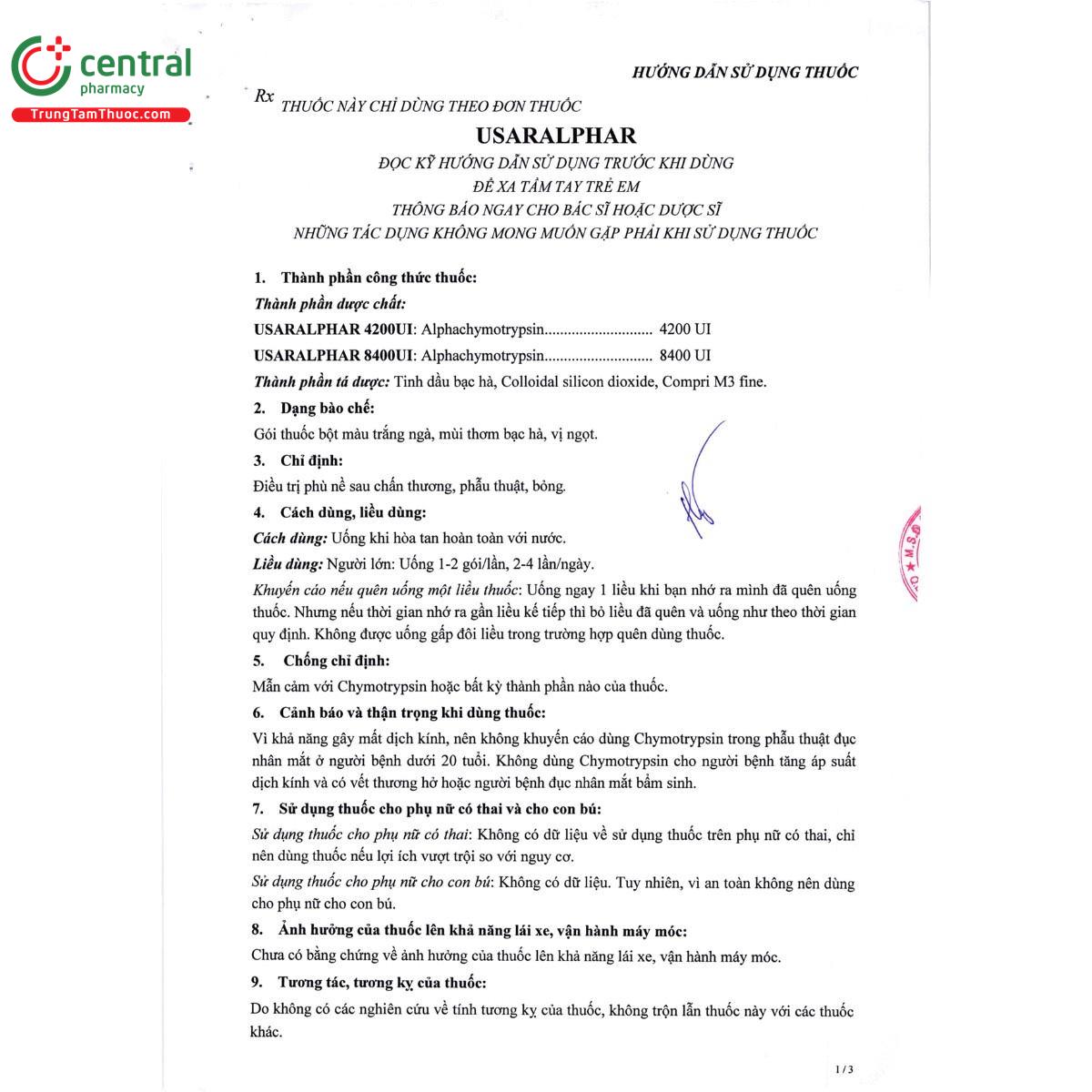 thuoc usaralphar 4200 ui 7 P6054 thuoc usaralphar 4200 ui 7 P6054