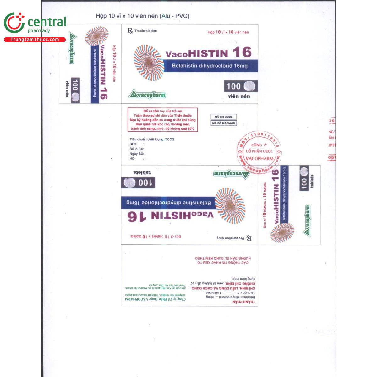 thuoc vacohistin 16mg 5 B0446 thuoc vacohistin 16mg 5 B0446