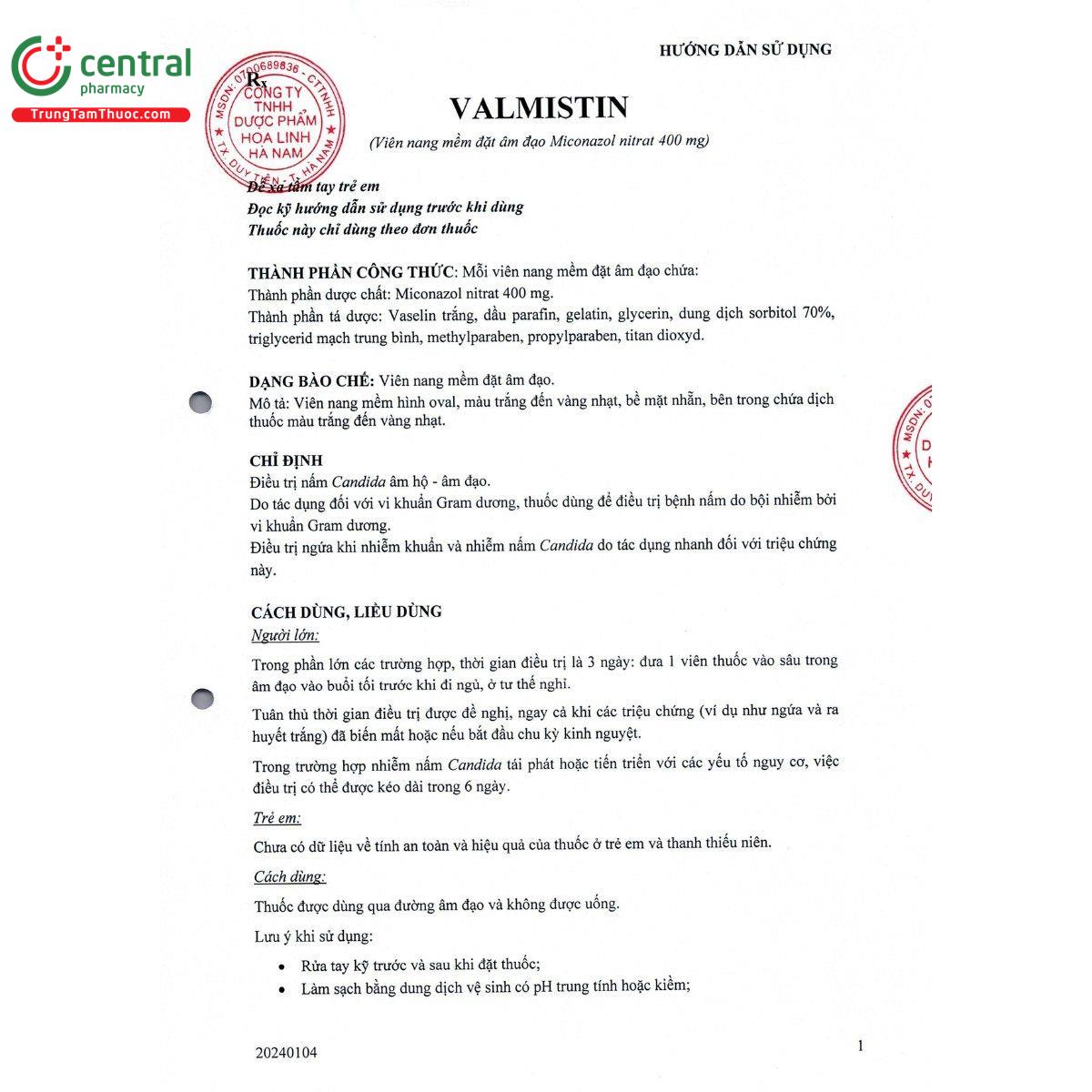 thuoc valmistin 400mg 5 K4022