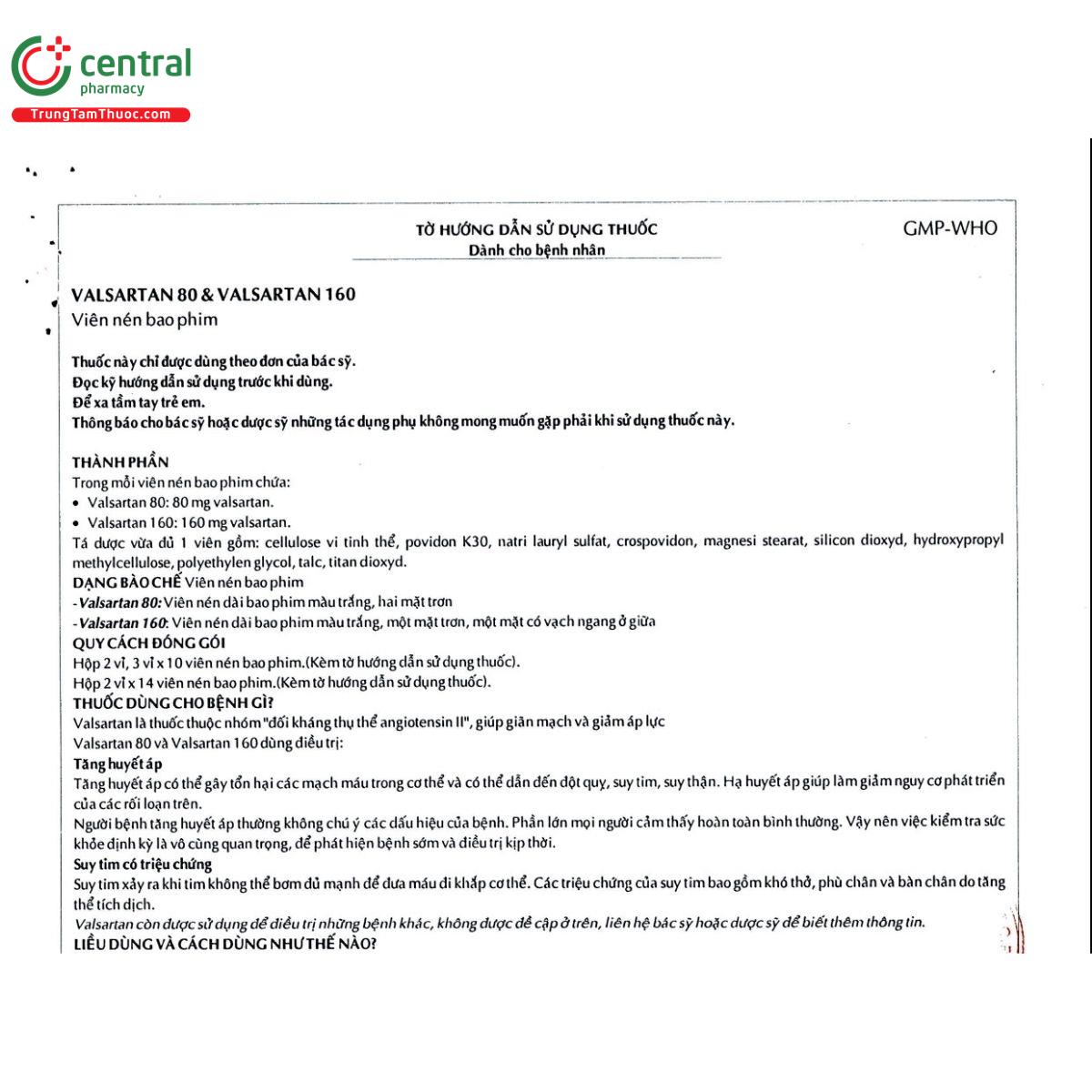 thuoc valsartan 160 pharimexco 7 B0373 thuoc valsartan 160 pharimexco 7 B0373