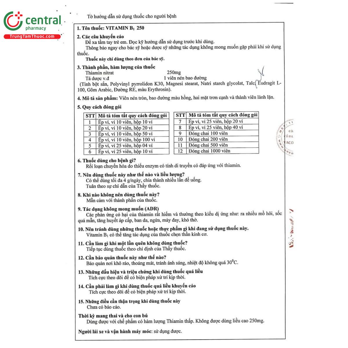 thuoc vitamin b1 250 vacopharm 8 T7087 thuoc vitamin b1 250 vacopharm 8 T7087