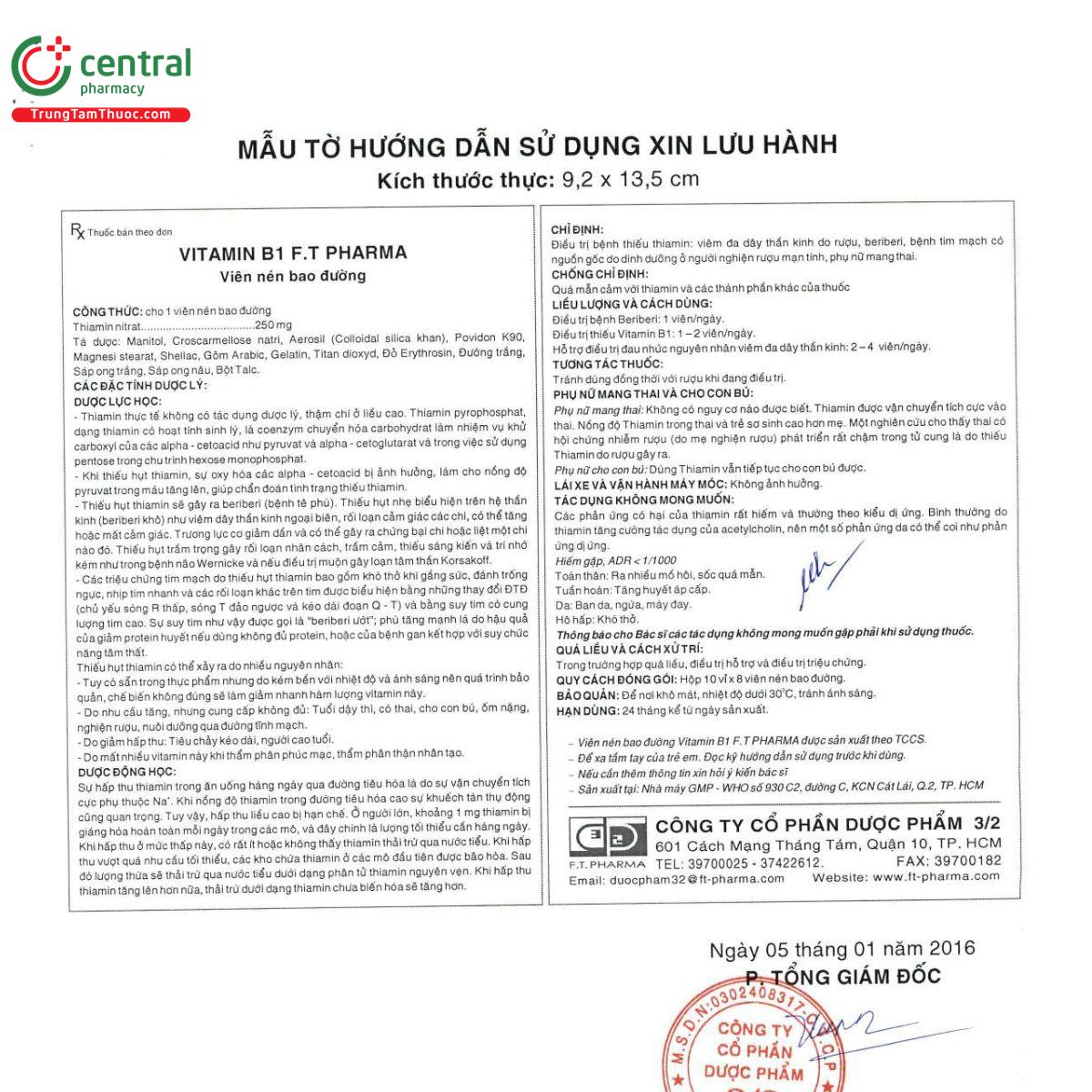 thuoc vitamin b1 250mg ft pharma 4 T7173 thuoc vitamin b1 250mg ft pharma 4 T7173