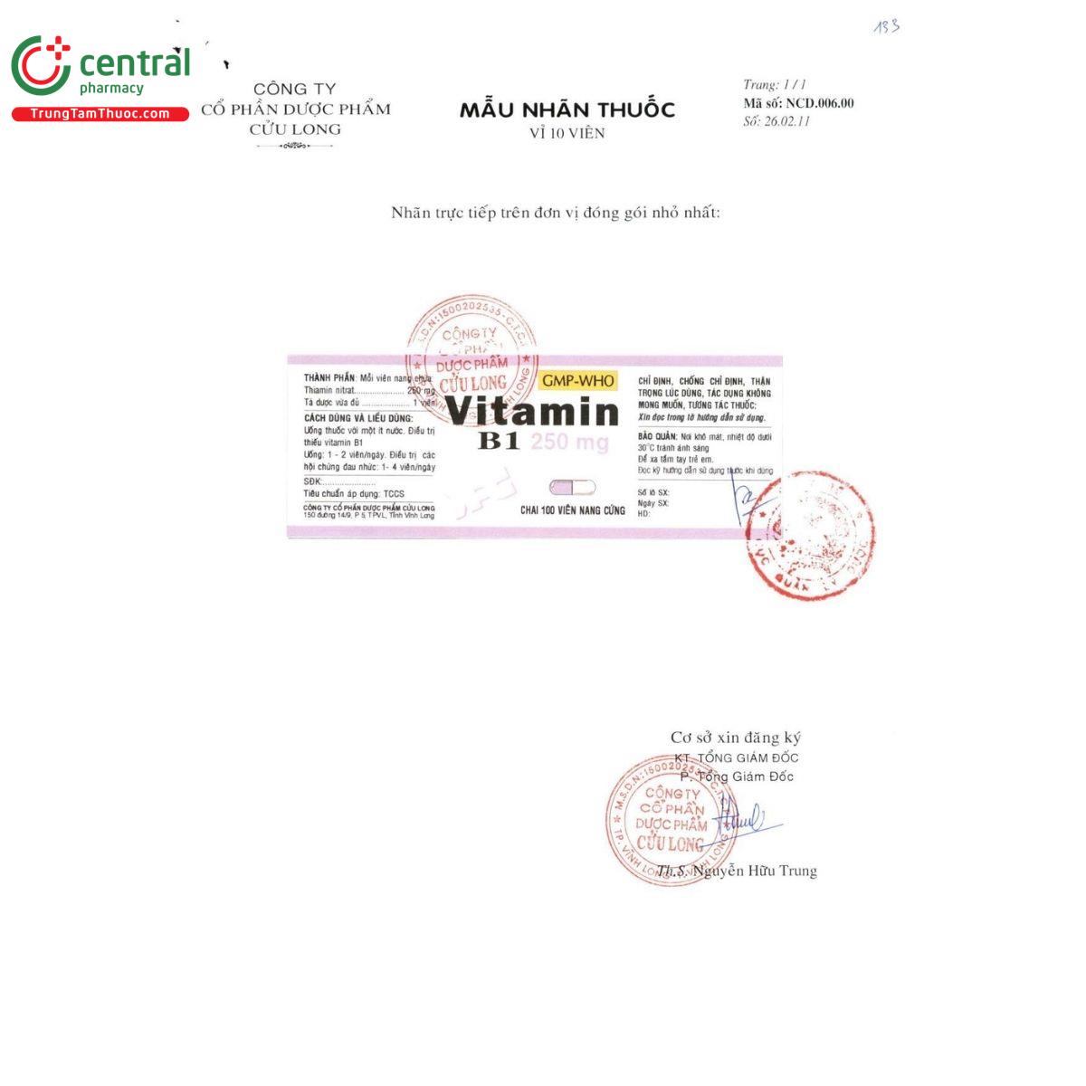 thuoc vitamin b1 250mg vpc 4 H3326 thuoc vitamin b1 250mg vpc 4 H3326