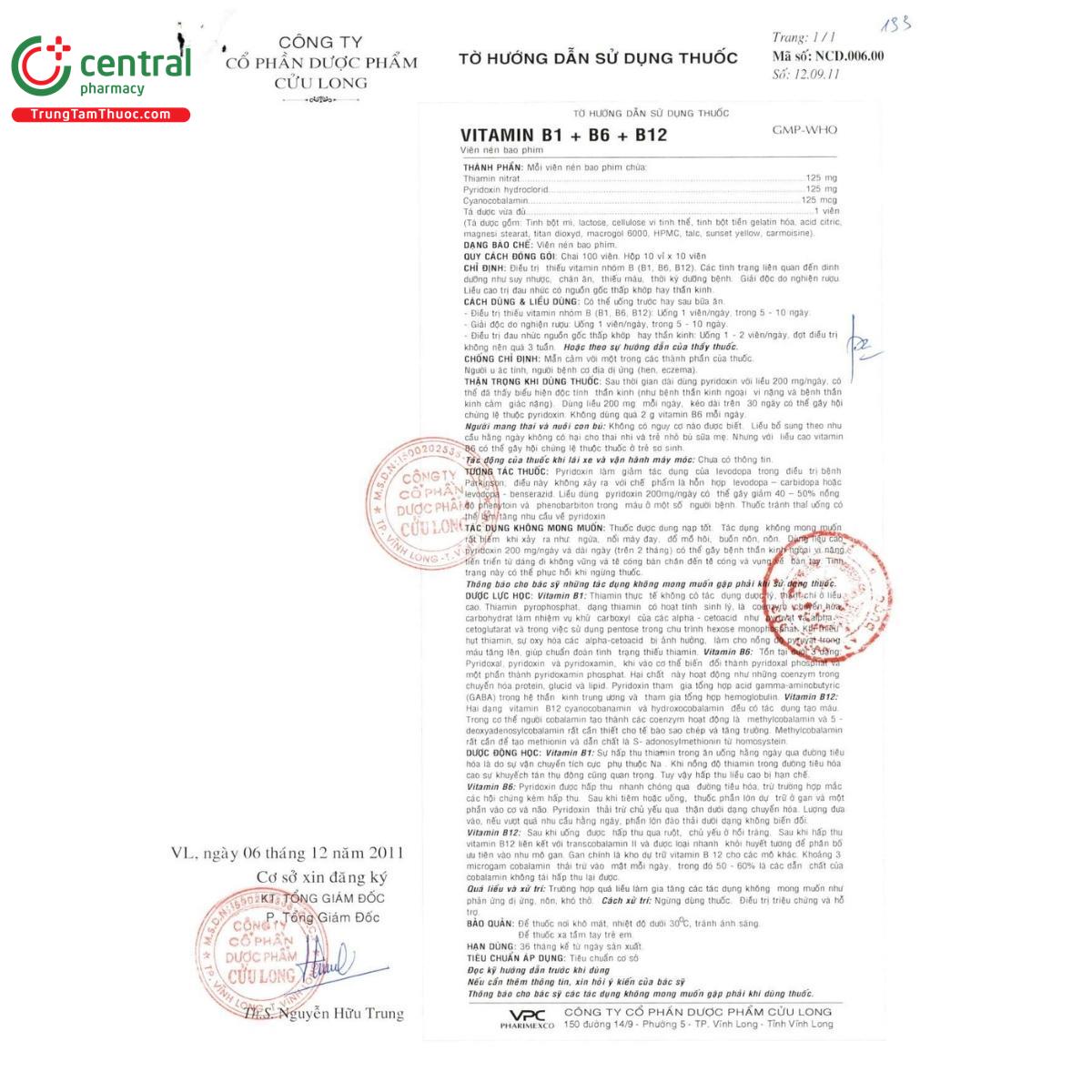 thuoc vitamin b1 b6 b12 vpc 6 N5400 thuoc vitamin b1 b6 b12 vpc 6 N5400