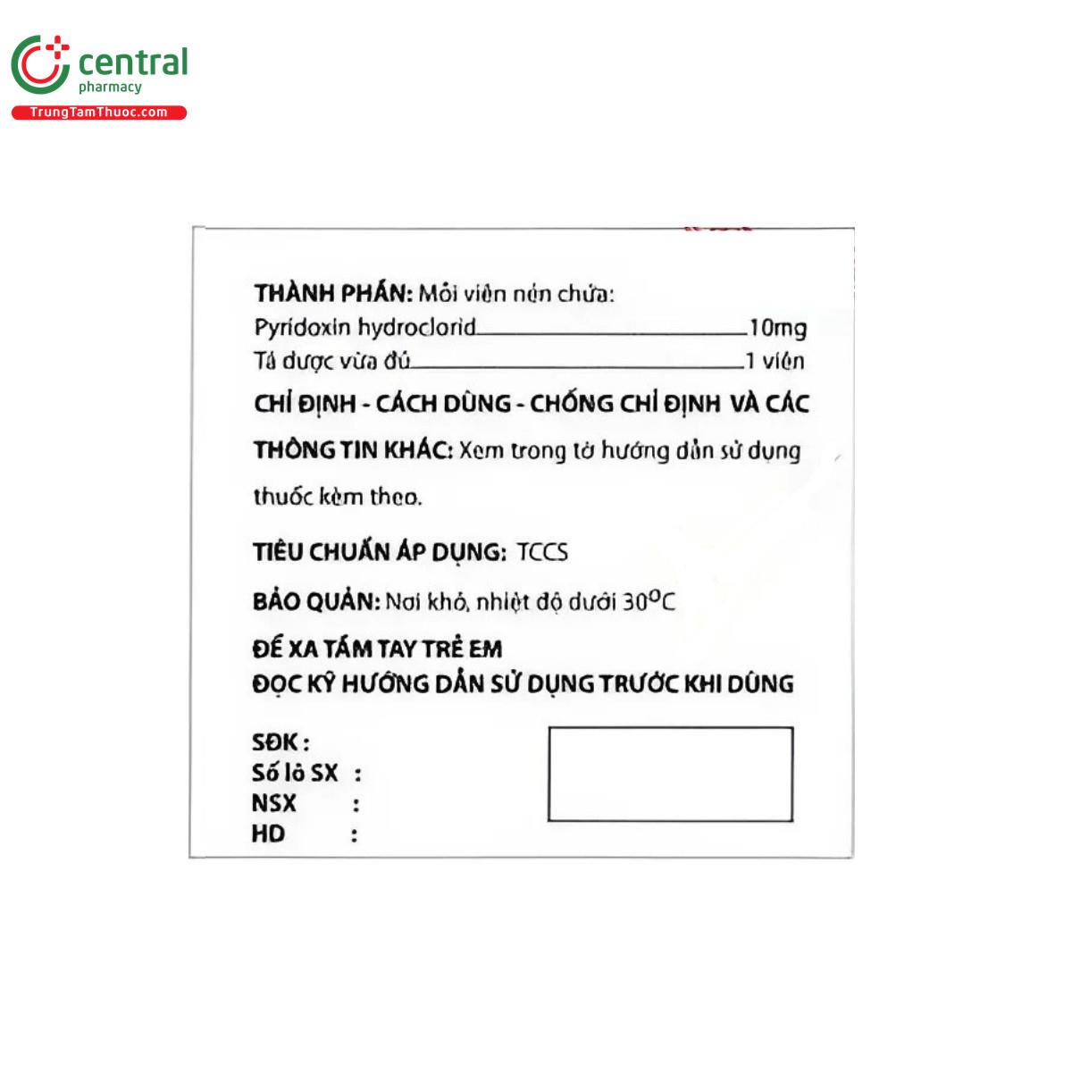 thuoc vitamin b6 10mg hataphar 2 G2034 thuoc vitamin b6 10mg hataphar 2 G2034