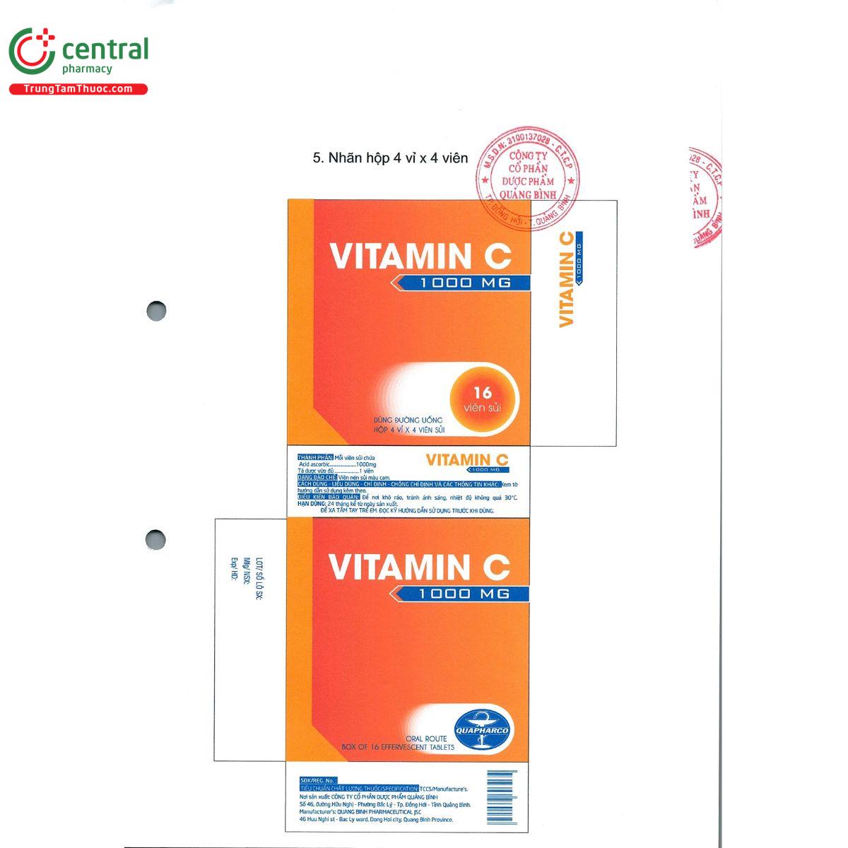 thuoc vitamin c 1000mg quapharco 5 F2383