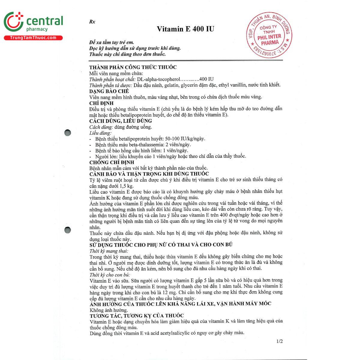 thuoc vitamin e 400 iu phi inter pharma 5 P6037 thuoc vitamin e 400 iu phi inter pharma 5 P6037