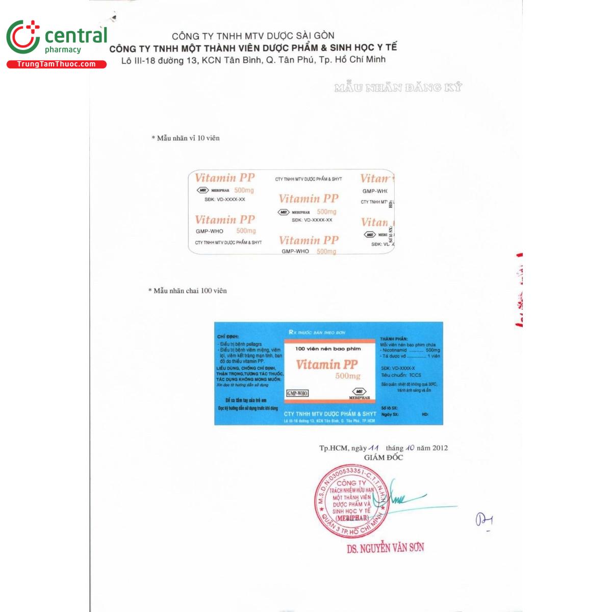 thuoc vitamin pp 500mg mebiphar 6 P6661