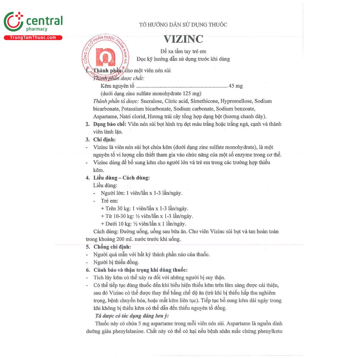 thuoc vizinc 6 M5455 thuoc vizinc 6 M5455