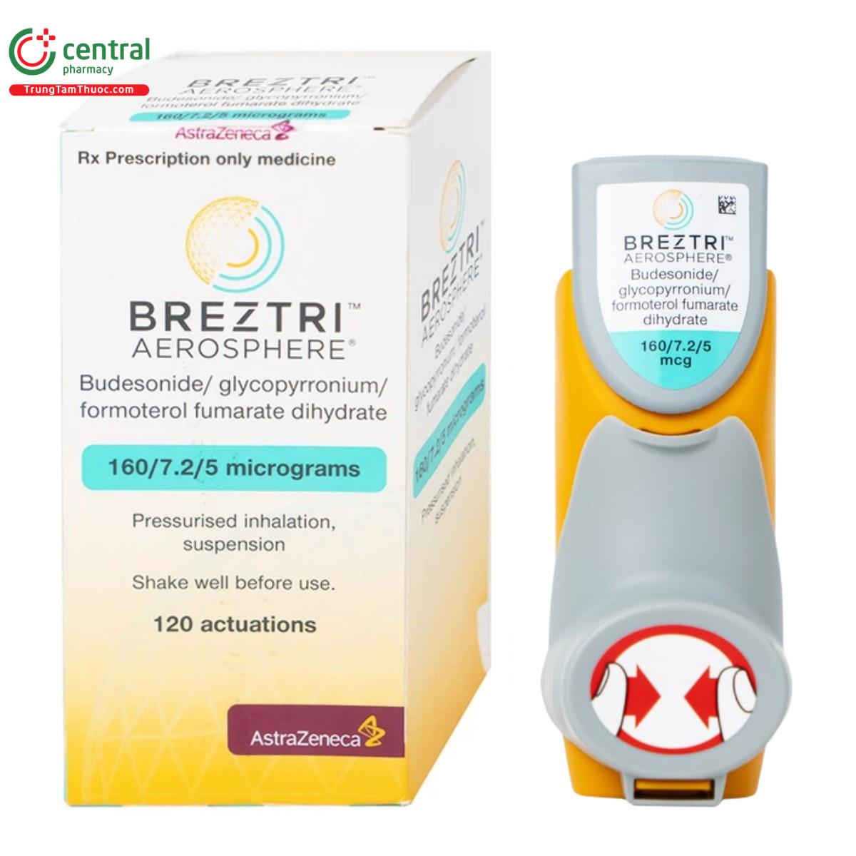 Thuốc xịt Breztri aerosphere điều trị duy trì bệnh phổi tắc nghẽn COPD