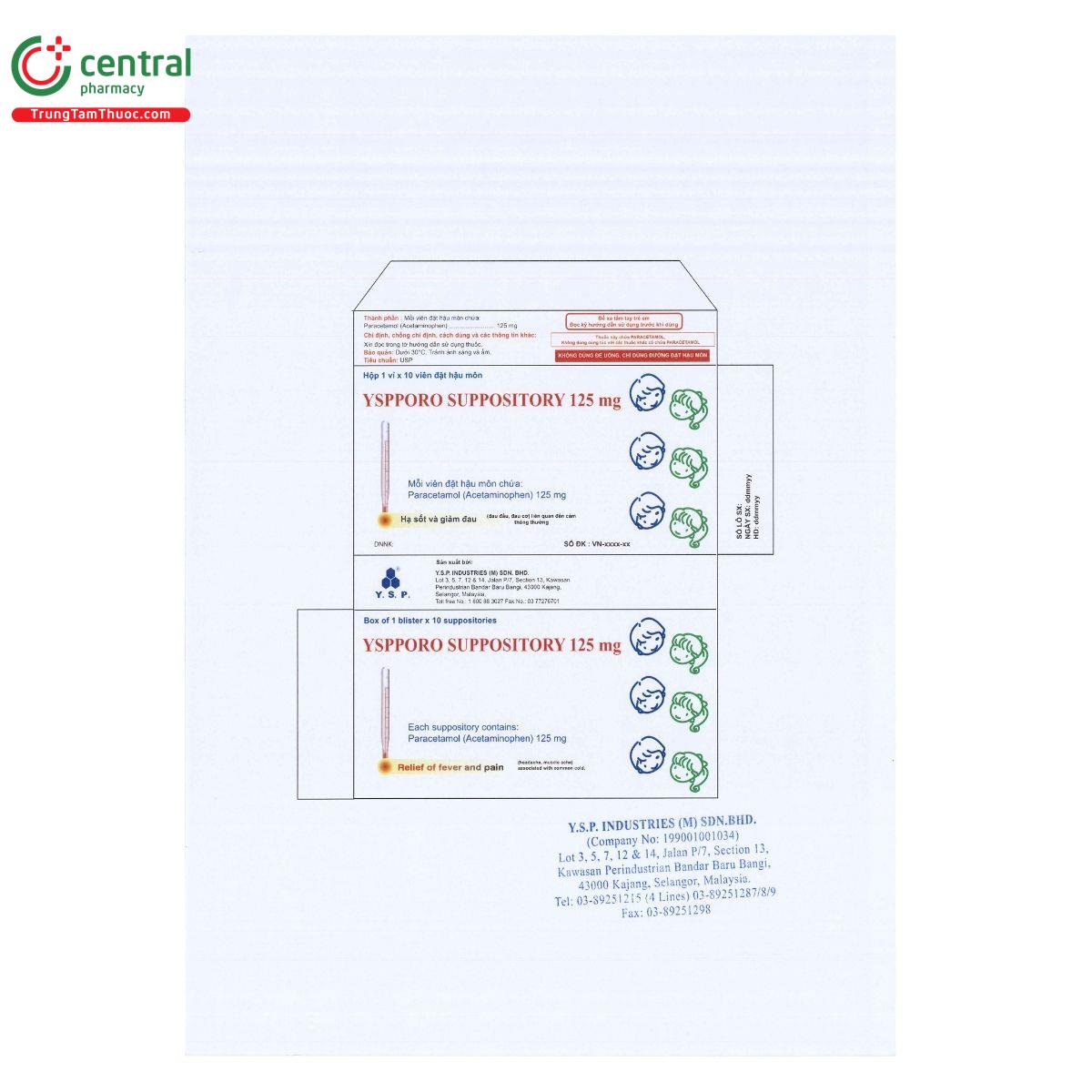 thuoc yspporo suppository 125 mg 2 U8820 thuoc yspporo suppository 125 mg 2 U8820