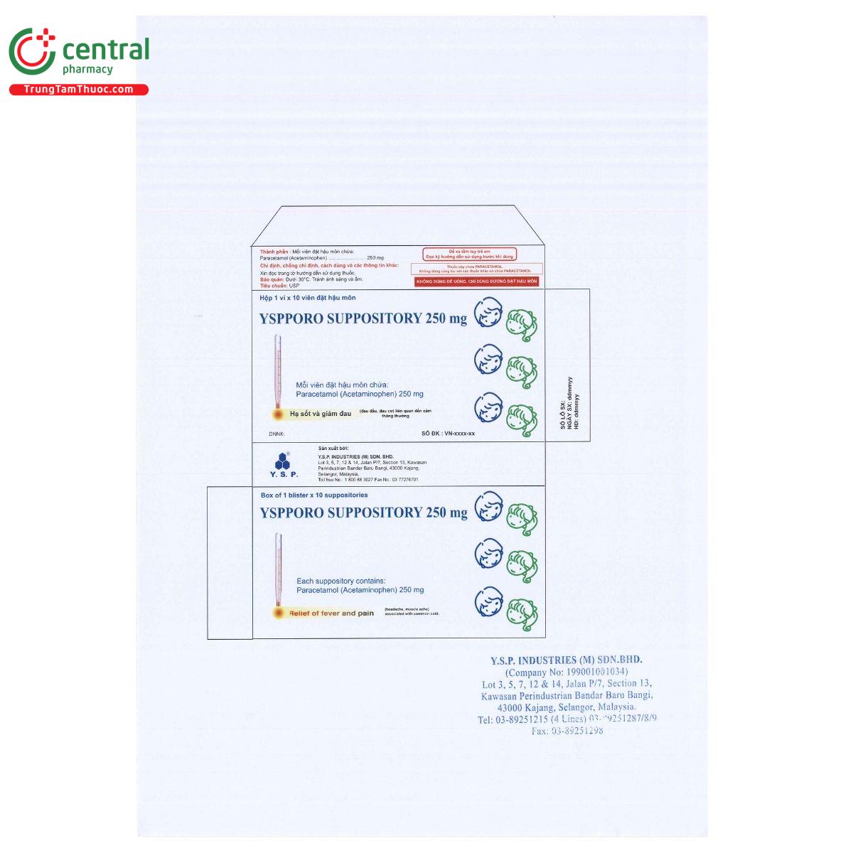thuoc yspporo suppository 250mg 2 K4175