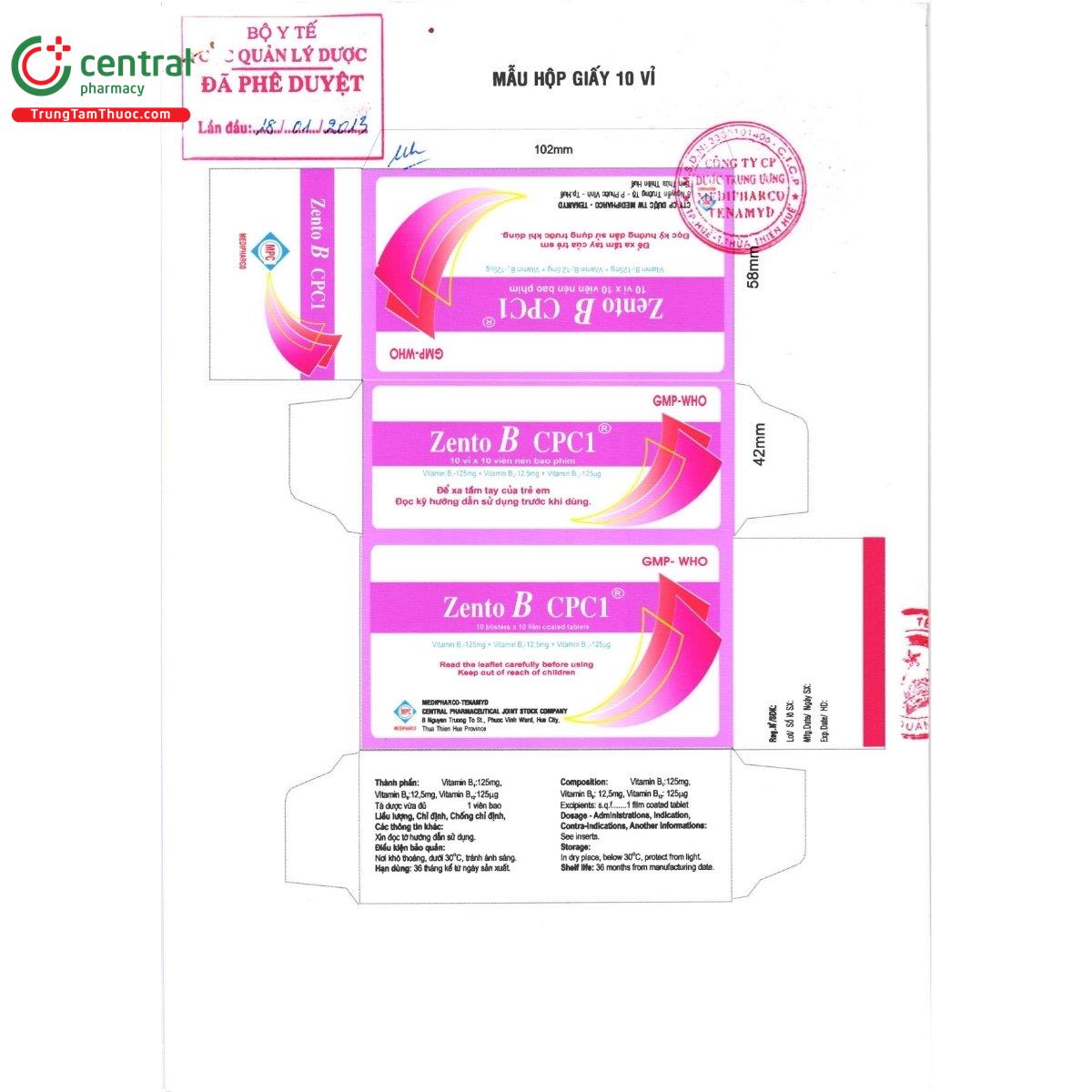 thuoc zento b cpc1 5 L4607 thuoc zento b cpc1 5 L4607