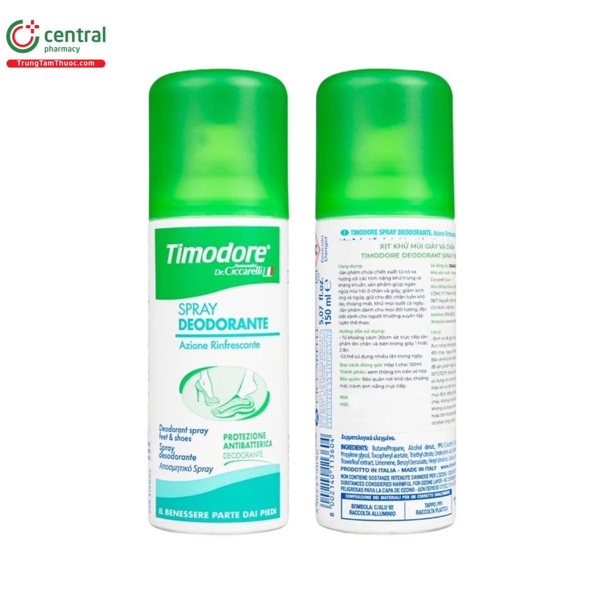 Timidore Timodore Deodorant Spray khử mùi hôi chân và giày, giảm cảm giác khó chịu