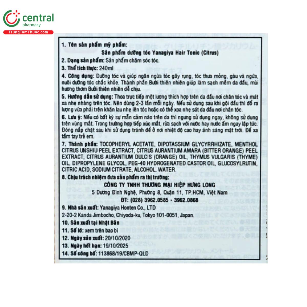 tinh dau buoi yanagiya hair tonic 5 M5742