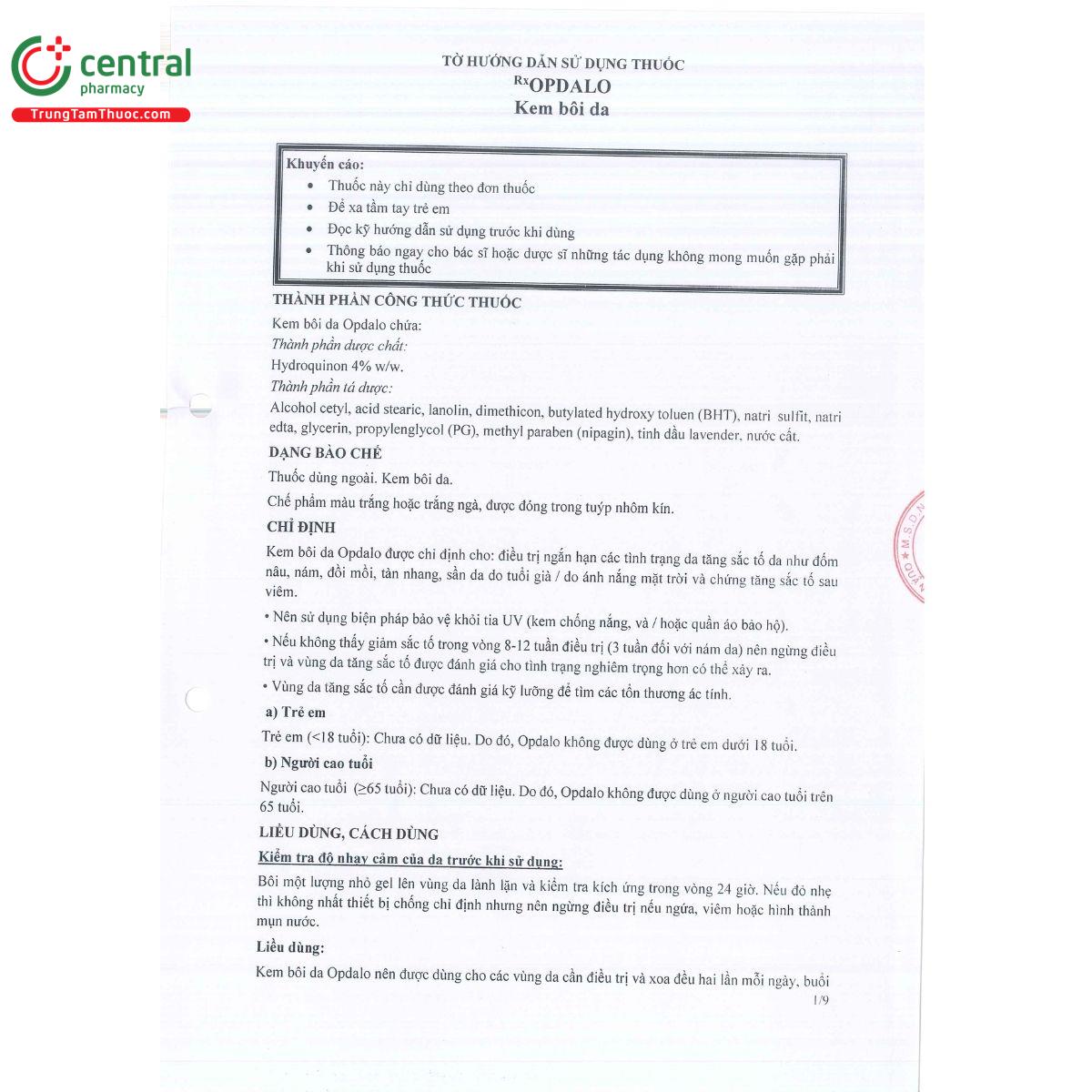 to huong dan su dung opdalo cream 1 O5386