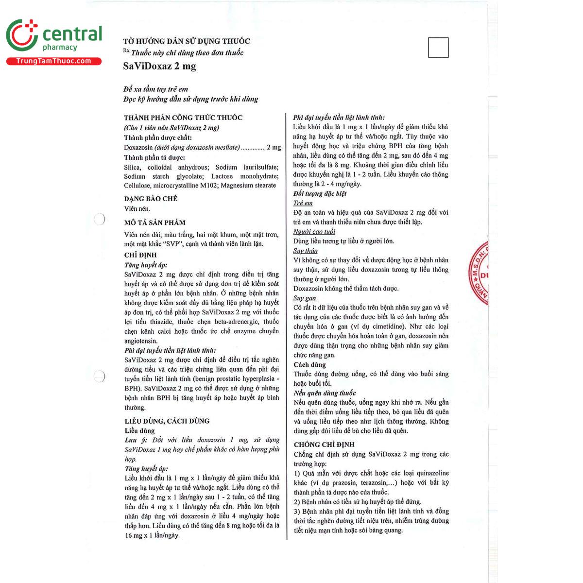to huong dan su dung savidoxaz 2mg 1 G2823 to huong dan su dung savidoxaz 2mg 1 G2823