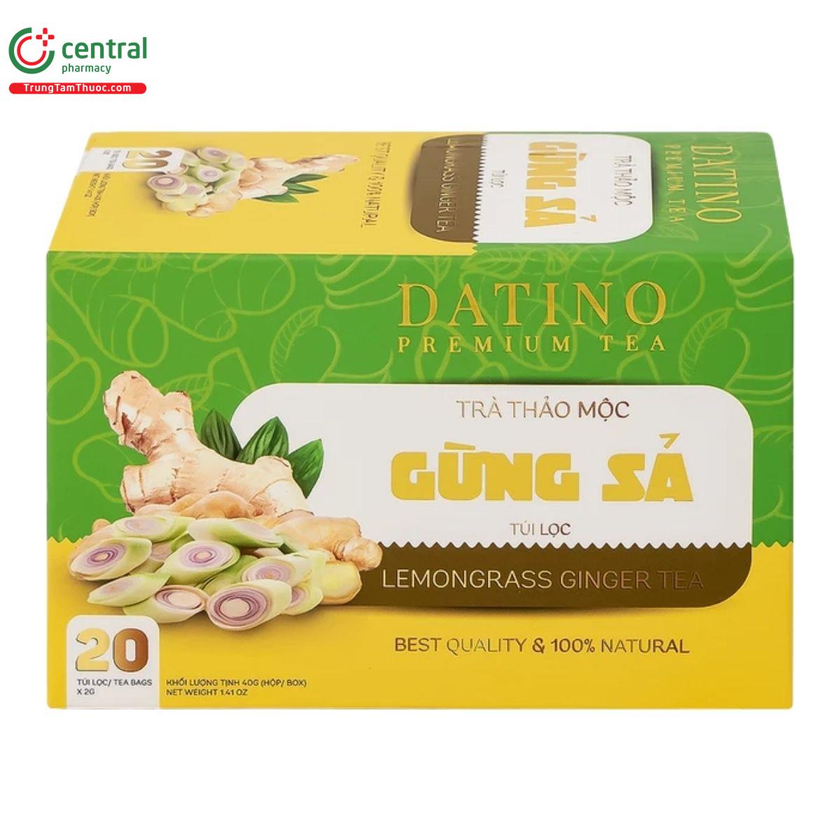 Trà Thảo Mộc Gừng Sả Datino Premium Tea giúp giải cảm, làm ấm cơ thể