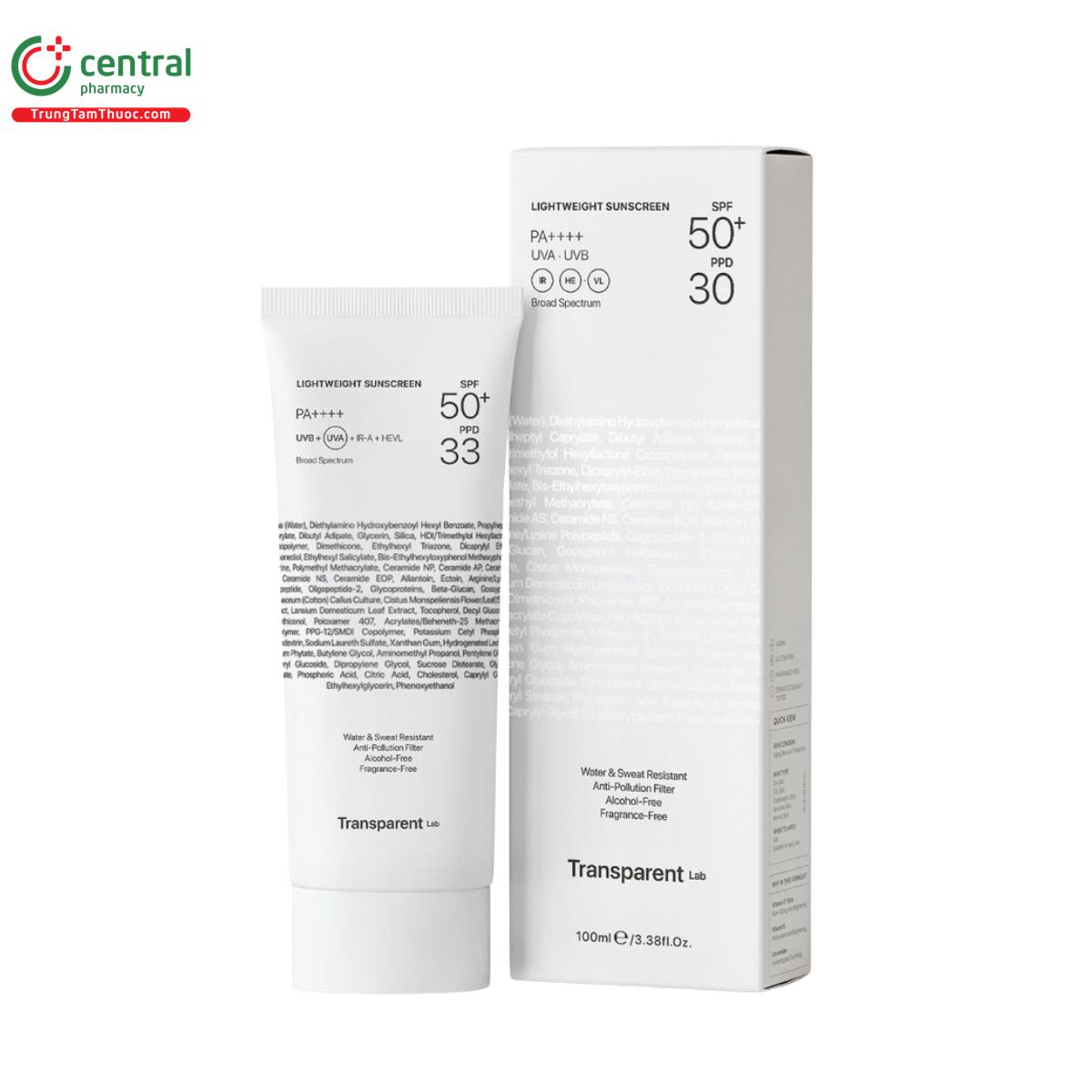transparent lab lightweight sunscreen spf50 1 J4260