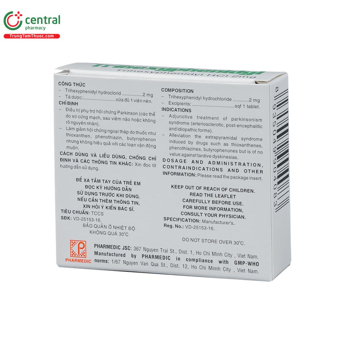 trihexyphenidyl 2mg pharmedic 6 V8860